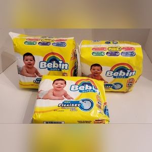 3 New Packs 14 each Bebin Size 2 Pampers